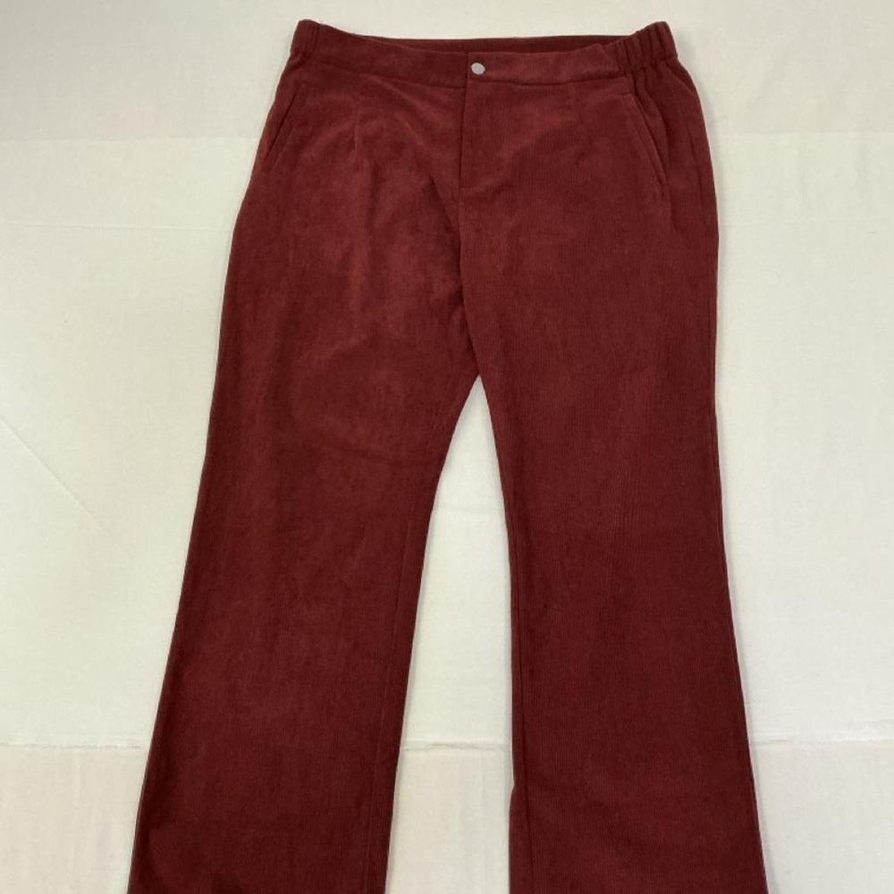Stylish burgundy corduroy pants